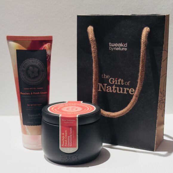 Tweak’d By Nature Peaches & Fresh Cream 8oz Scrub &  3oz Hair Treatment SEALED - Picture 1 of 6